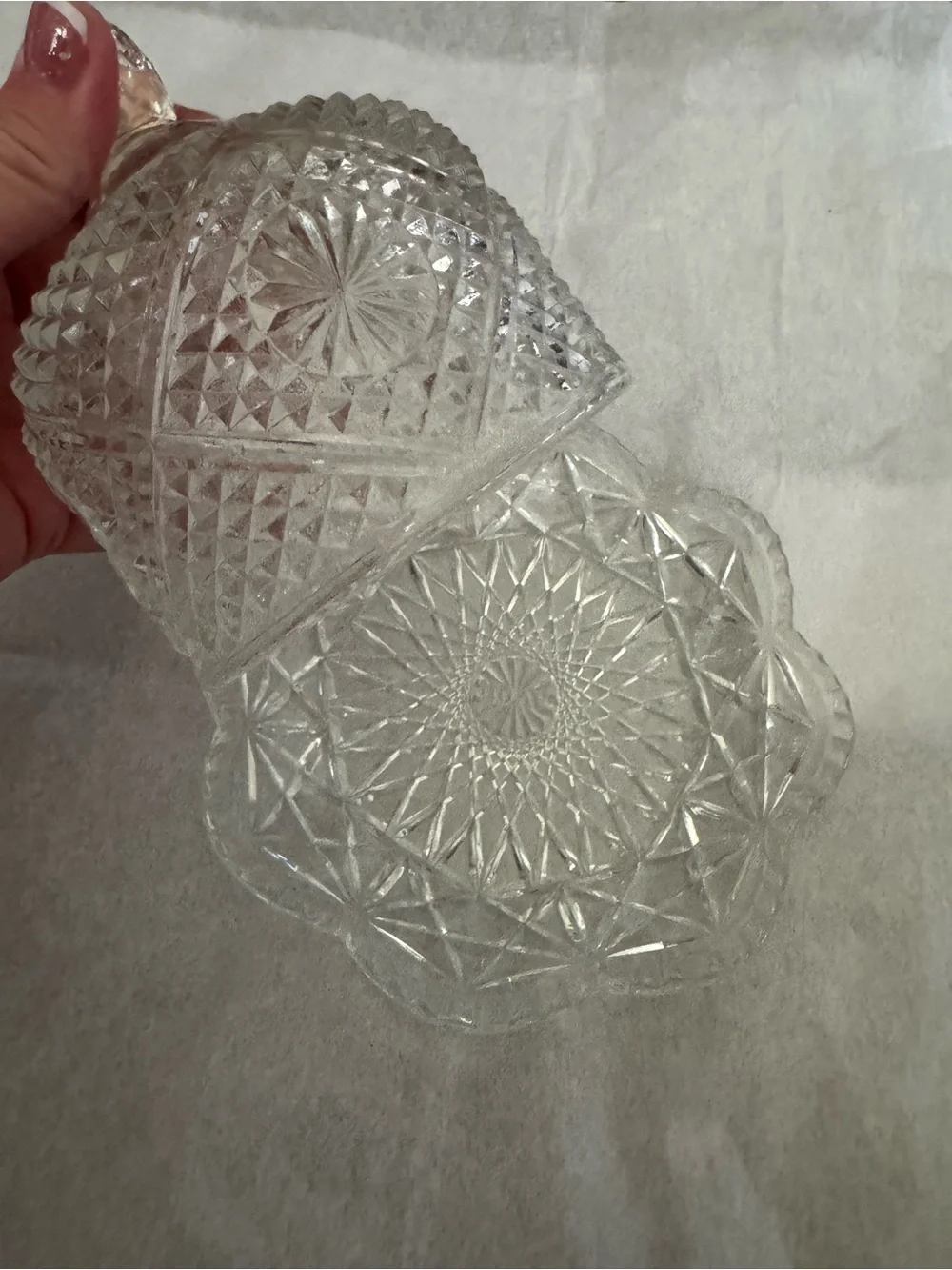 Vintage Clear Pressed Glass Round Covered Butter Dish & Underplate